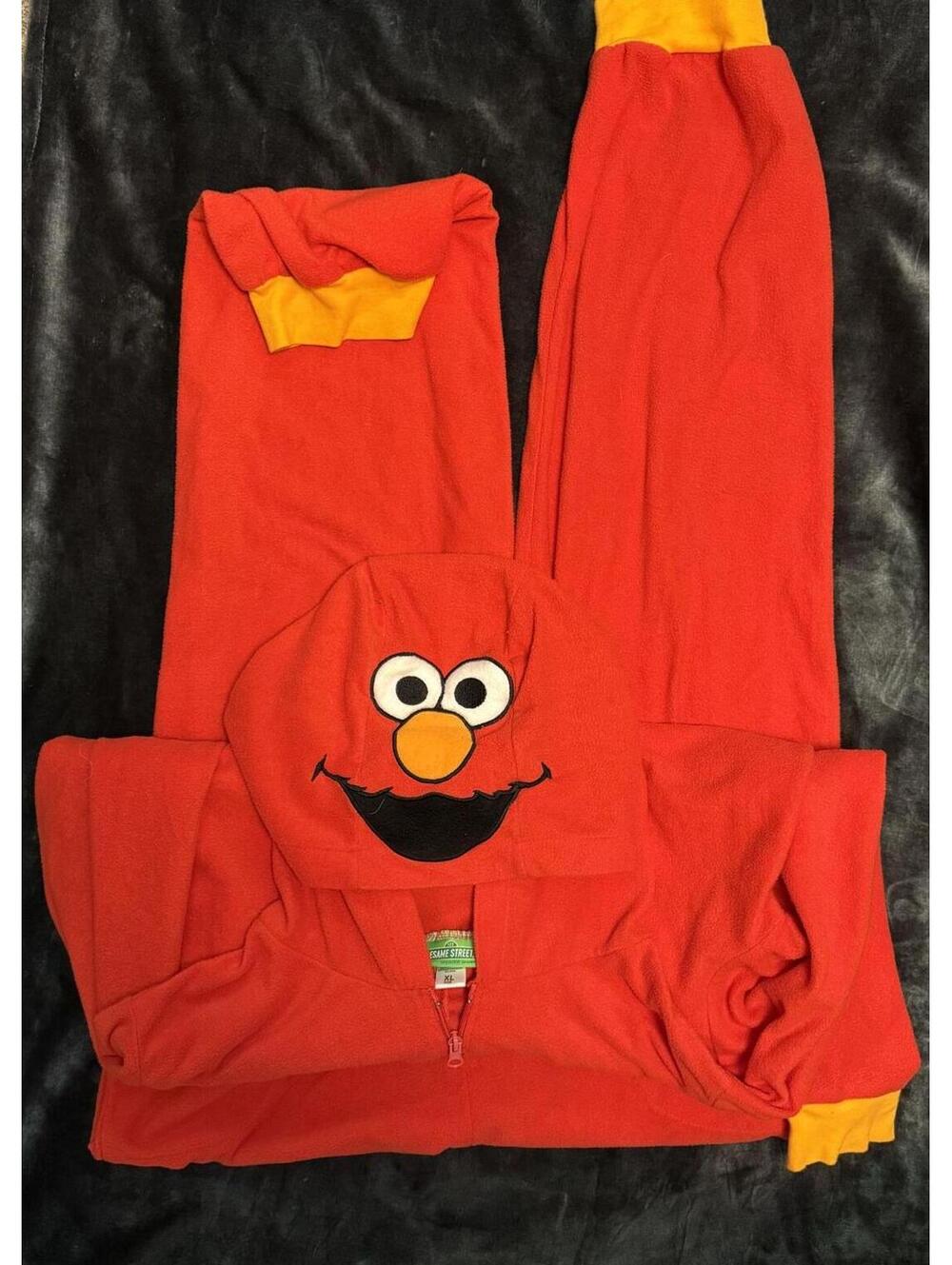 Sesame Street Elmo Hooded Fleece Onesie Union Suit Pajamas XL